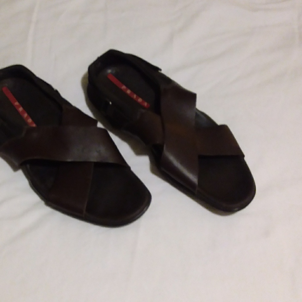 Prada brown leather sandals